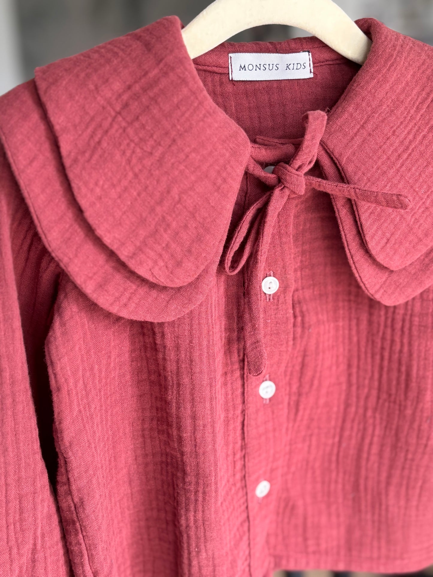 Blusa Doble cuello bambula Borgoña