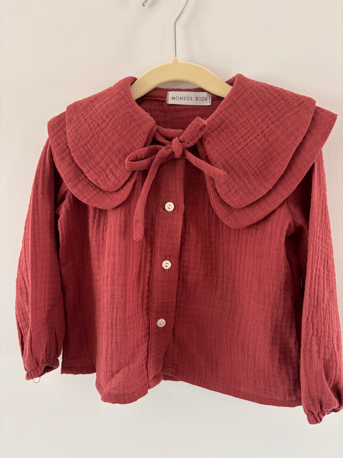 Blusa Doble cuello bambula Borgoña