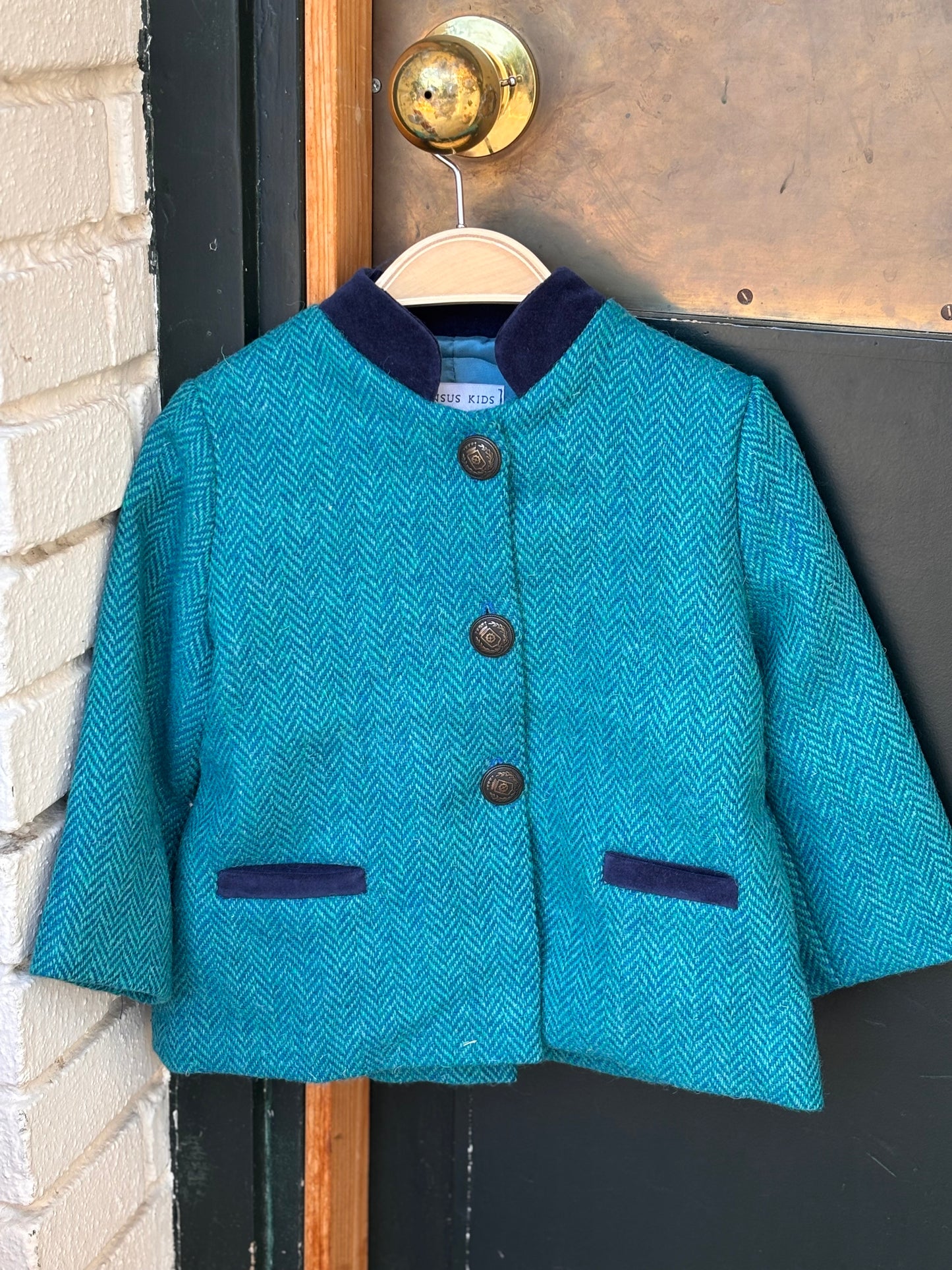 Austriaca Harris Tweed espigas turquesa.