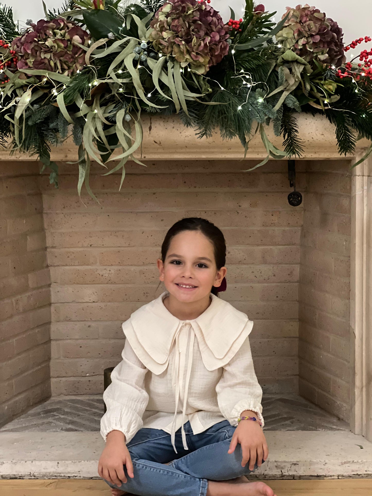 Blusa Doble cuello bambula crudo