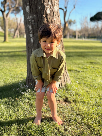 Guayabera LINO VERDE MILITAR