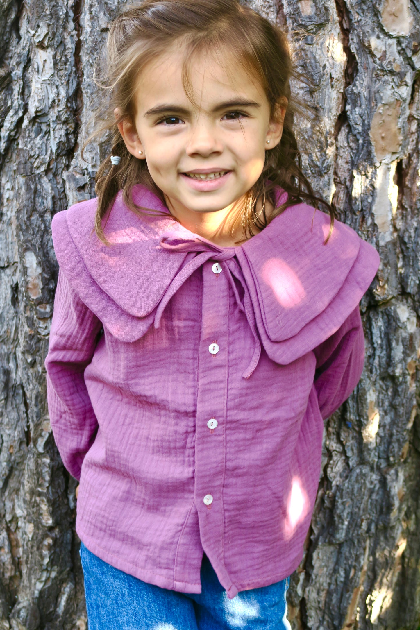 Blusa Doble cuello malva
