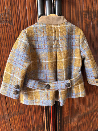 Austriaca Harris Tweed cuadros azul y amarillo.