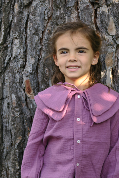 Blusa Doble cuello malva