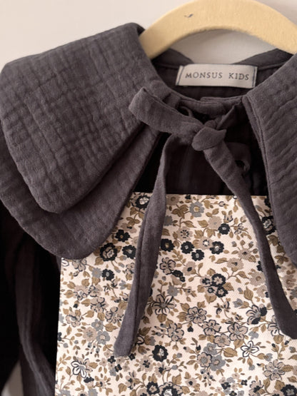 Blusa Doble cuello bambula Gris Marengo