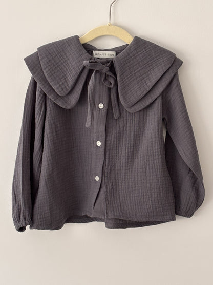 Blusa Doble cuello bambula Gris Marengo