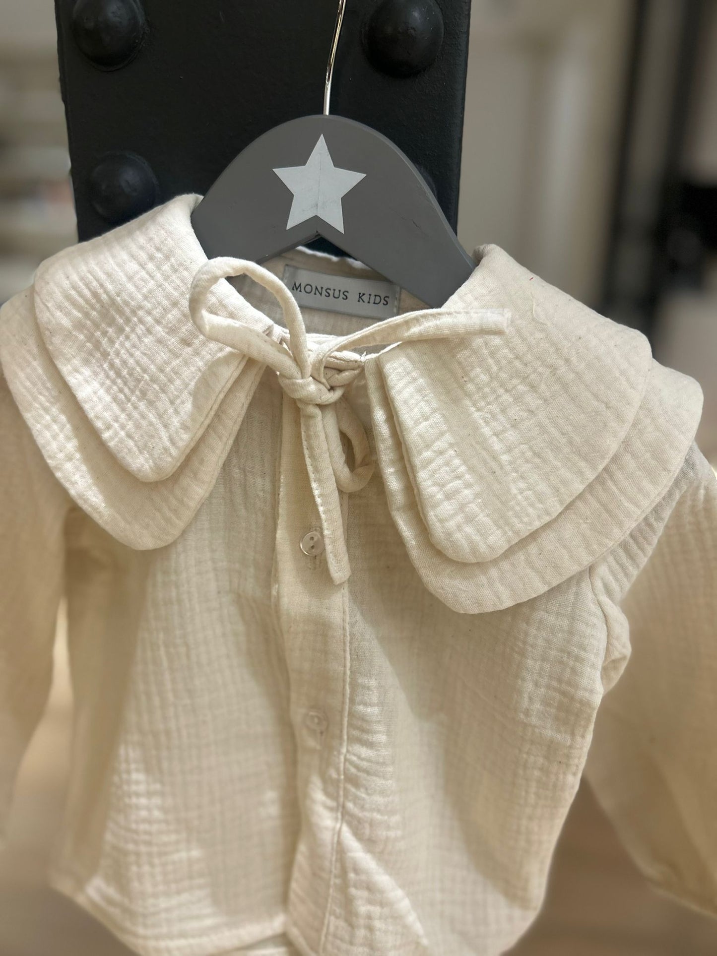 Blusa Doble cuello bambula crudo
